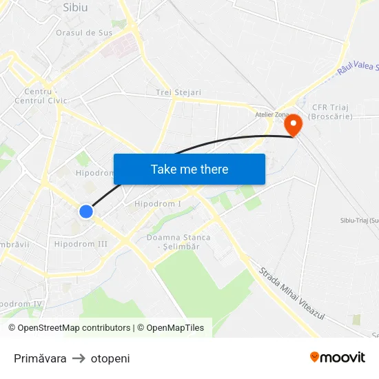 Primăvara to otopeni map