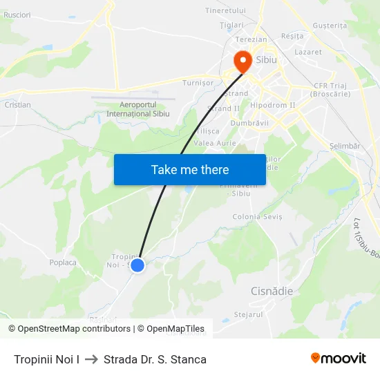 Tropinii Noi I to Strada Dr. S. Stanca map