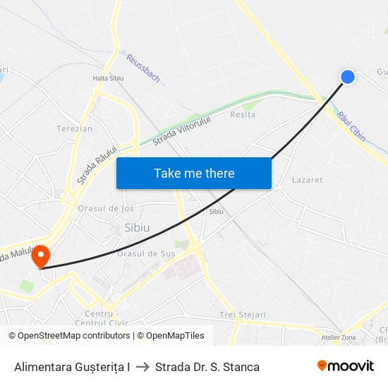 Alimentara Gușterița I to Strada Dr. S. Stanca map