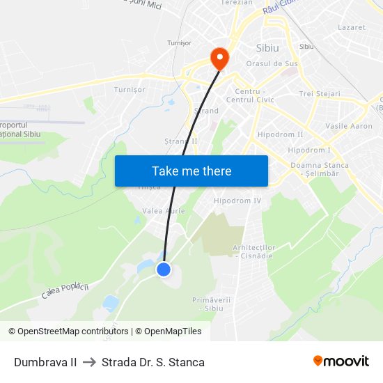 Dumbrava II to Strada Dr. S. Stanca map