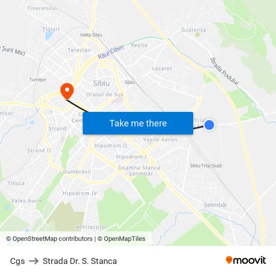 Cgs to Strada Dr. S. Stanca map