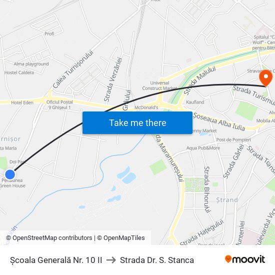 Școala Generală Nr. 10 II to Strada Dr. S. Stanca map