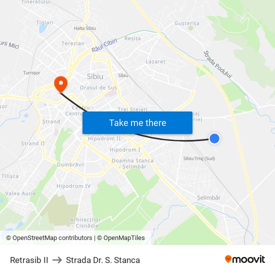 Retrasib II to Strada Dr. S. Stanca map