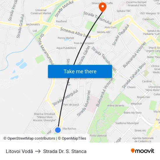 Litovoi Vodă to Strada Dr. S. Stanca map
