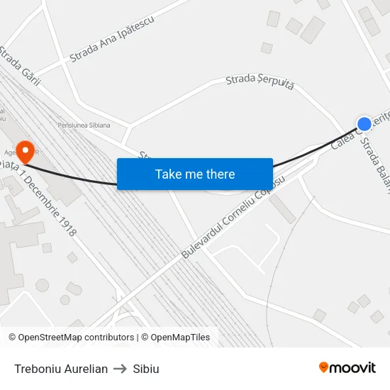 Treboniu Laurian to Sibiu map