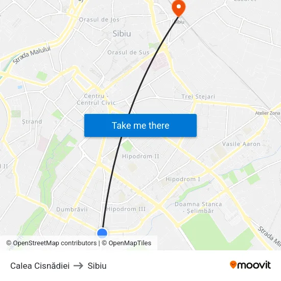 Calea Cisnădiei to Sibiu map