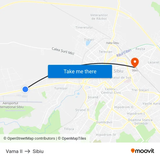 Vama II to Sibiu map