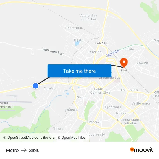 Metro to Sibiu map