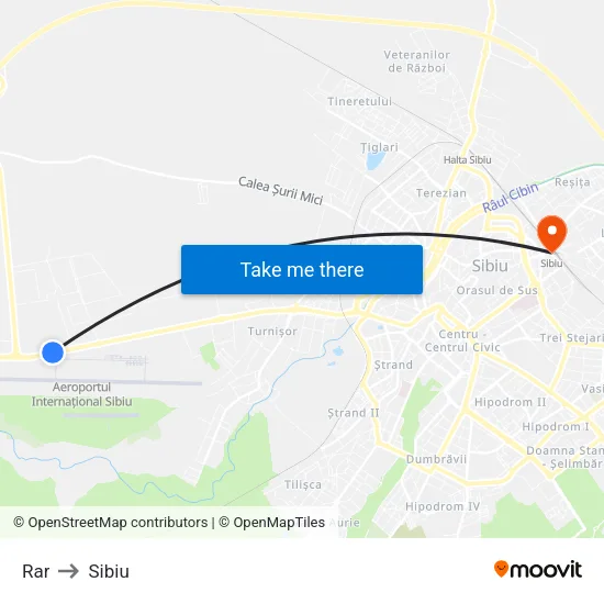 Rar to Sibiu map