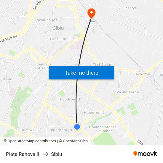 Piața Rahova III to Sibiu map