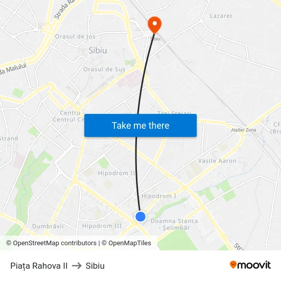 Piața Rahova II to Sibiu map