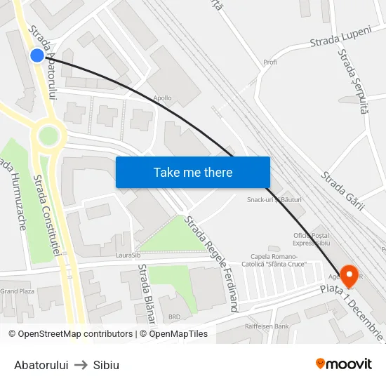 Abatorului to Sibiu map
