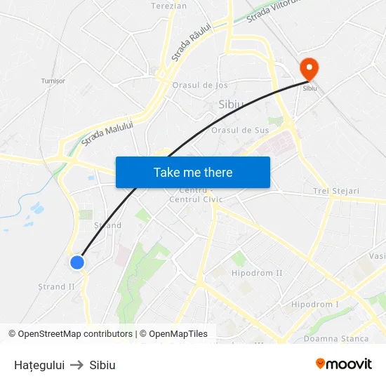 Hațegului to Sibiu map