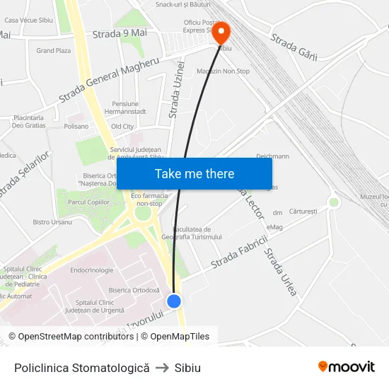 Policlinica Stomatologică to Sibiu map