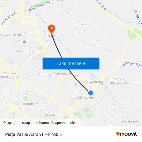 Piața Vasile Aaron I to Sibiu map