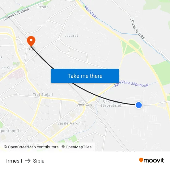 Irmes I to Sibiu map