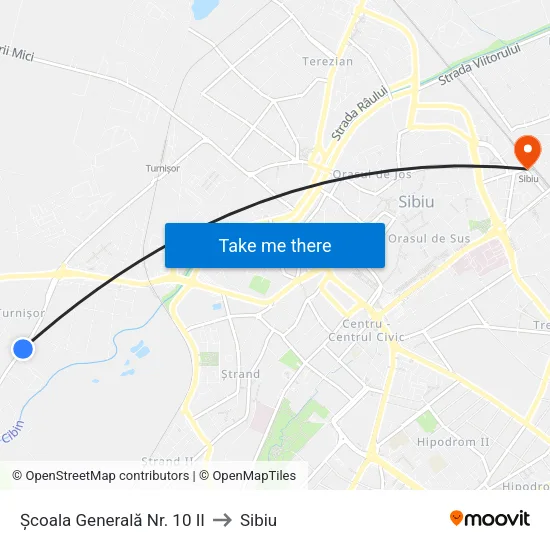 Școala Generală Nr. 10 II to Sibiu map