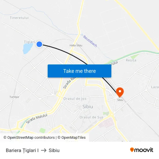 Bariera Țiglari I to Sibiu map