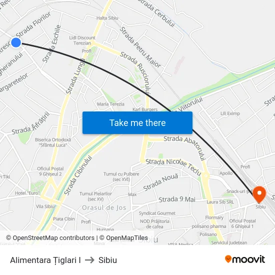 Alimentara Țiglari I to Sibiu map