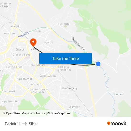 Podului I to Sibiu map