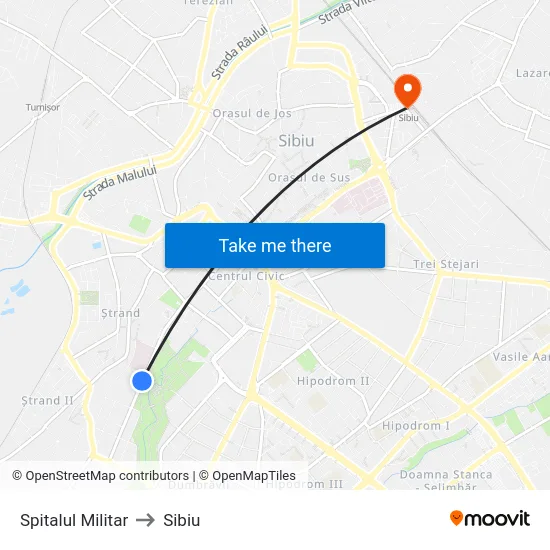 Spitalul Militar to Sibiu map