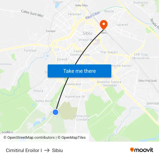Cimitirul Eroilor I to Sibiu map