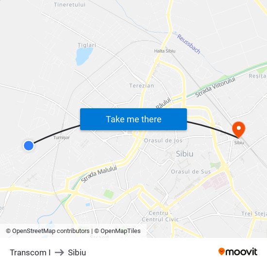 Transcom I to Sibiu map