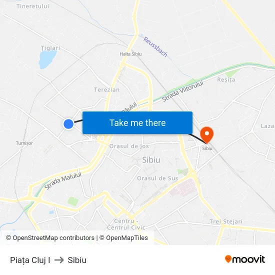 Piața Cluj I to Sibiu map