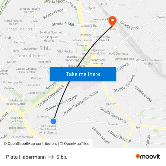 Piata Habermann to Sibiu map