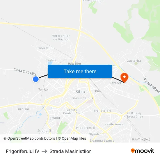 Frigoriferului IV to Strada Masinistilor map