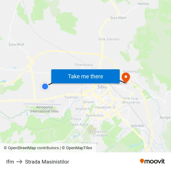 Ifm to Strada Masinistilor map