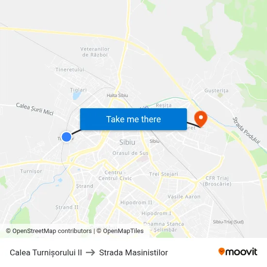 Calea Turnișorului II to Strada Masinistilor map