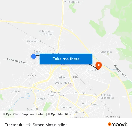 Tractorului to Strada Masinistilor map