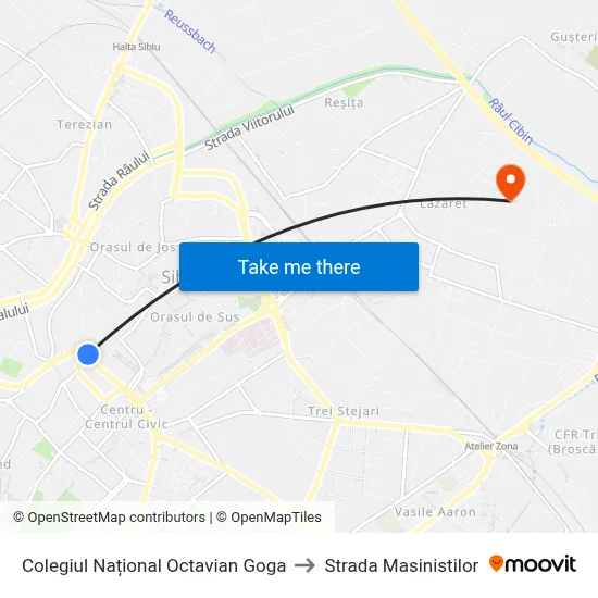 Colegiul Național Octavian Goga to Strada Masinistilor map
