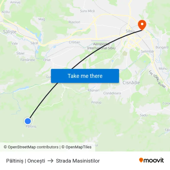 Păltiniș | Oncești to Strada Masinistilor map