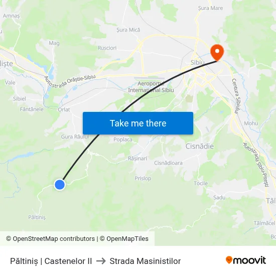 Păltiniș | Castenelor II to Strada Masinistilor map