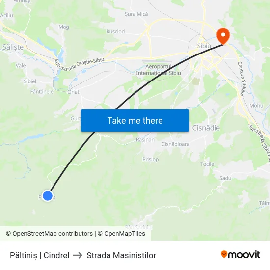 Păltiniș | Cindrel to Strada Masinistilor map