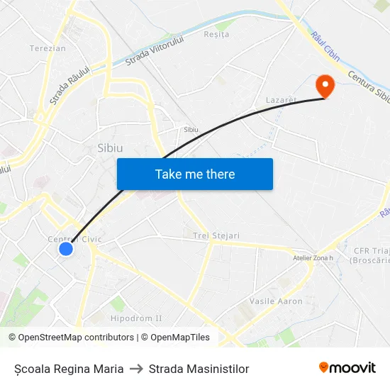 Școala Regina Maria to Strada Masinistilor map