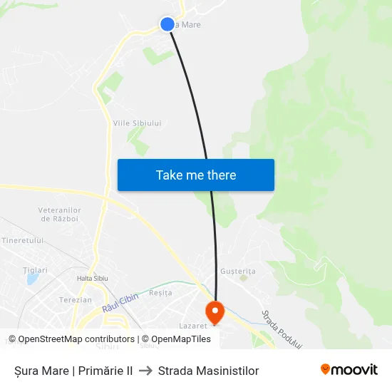 Șura Mare | Primărie II to Strada Masinistilor map