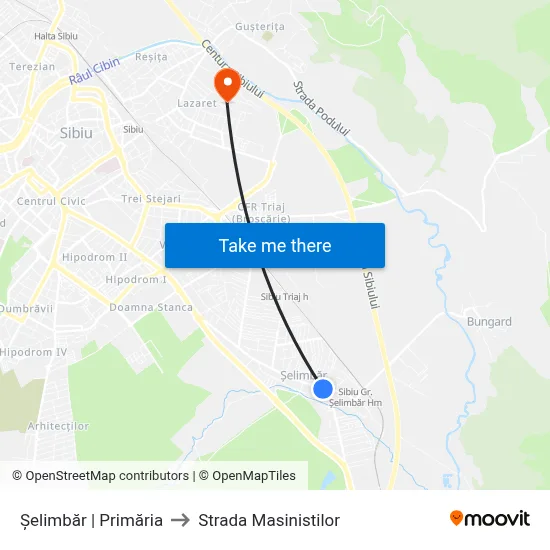 Șelimbăr | Primăria to Strada Masinistilor map