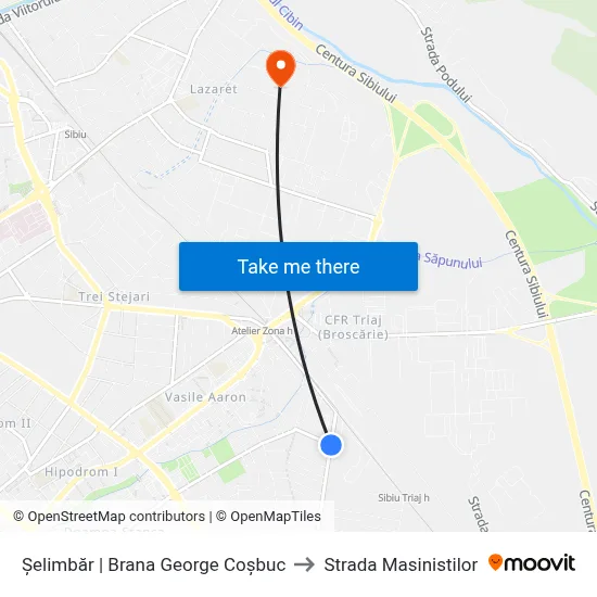 Șelimbăr | Brana George Coșbuc to Strada Masinistilor map