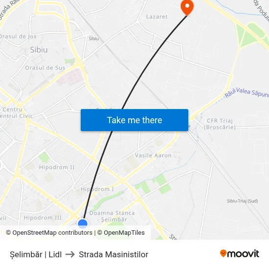 Șelimbăr | Lidl to Strada Masinistilor map