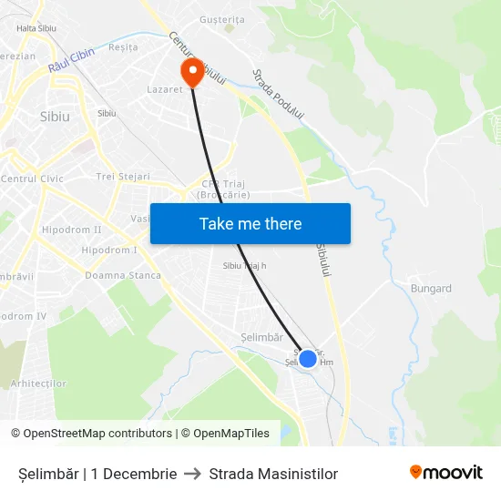 Șelimbăr | 1 Decembrie to Strada Masinistilor map