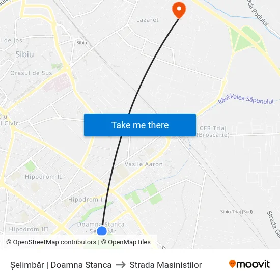 Șelimbăr | Doamna Stanca to Strada Masinistilor map