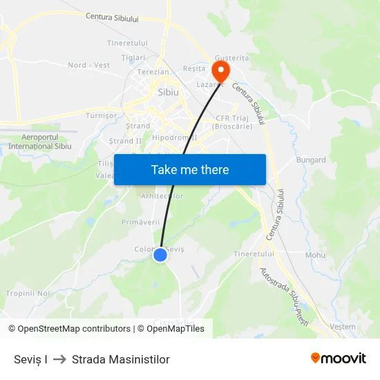 Seviș I to Strada Masinistilor map