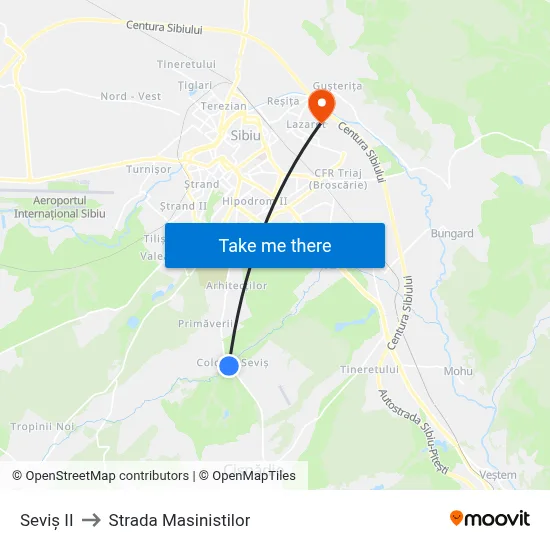 Seviș II to Strada Masinistilor map