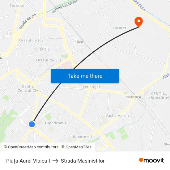 Piața Aurel Vlaicu I to Strada Masinistilor map