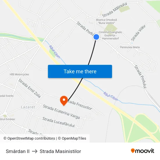 Smârdan II to Strada Masinistilor map