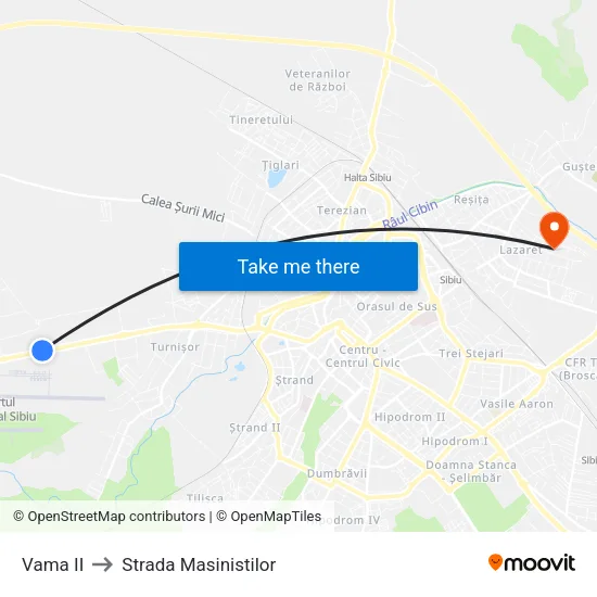 Vama II to Strada Masinistilor map