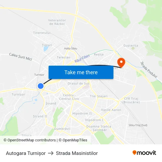 Autogara Turnișor to Strada Masinistilor map
